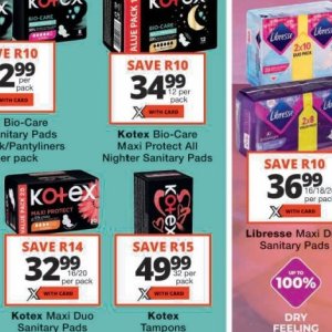 Sanitary pads at Checkers