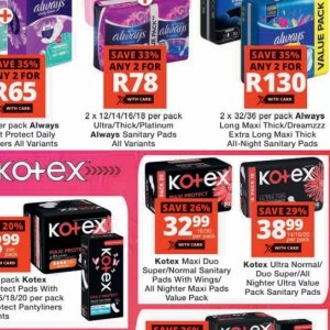 Sanitary pads at Checkers