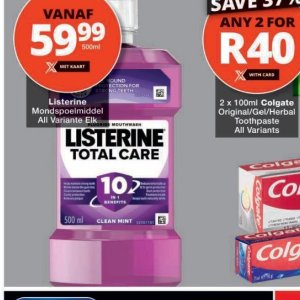Mouthwash listerine  at Checkers