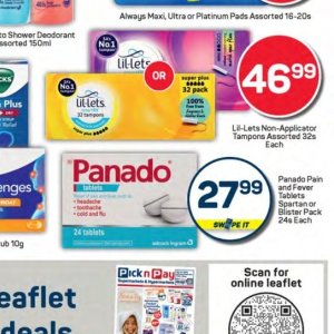Tampons at Pick n Pay Hyper