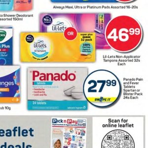Tampons at Pick n Pay Hyper