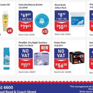 Sanitary pads at Africa Cash and Carry