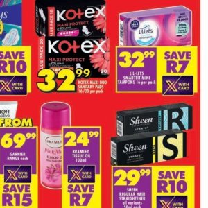 Sanitary pads at Shoprite