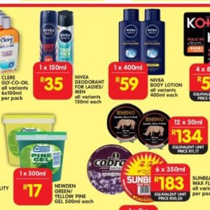 Deodorant nivea  at Shoprite