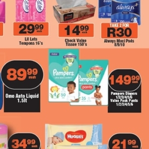 Diapers pampers  at Check Star