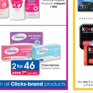 Tampons at Clicks