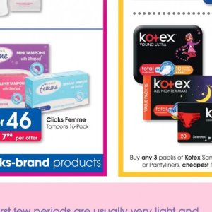 Tampons at Clicks