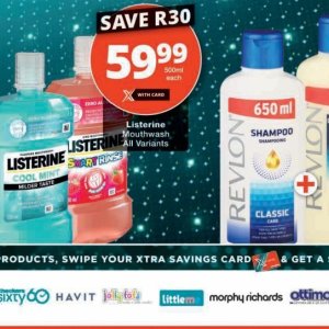 Mouthwash listerine  at Checkers