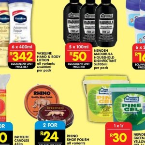 Body lotion at Shoprite