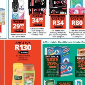 Sanitary pads at Checkers