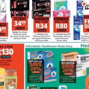 Sanitary pads at Checkers