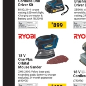 Orbital sander at Builders Warehouse