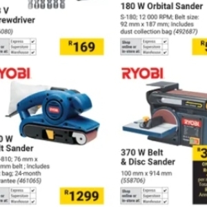 Orbital sander at Builders Warehouse