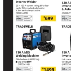 Welding machine at Builders Warehouse