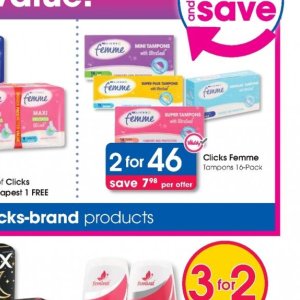 Tampons at Clicks