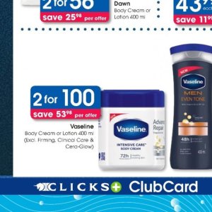 Body cream at Clicks