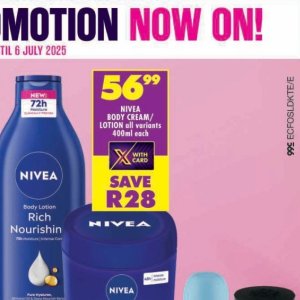 Body cream nivea  at Shoprite