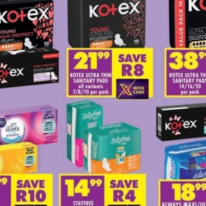 Sanitary pads at Shoprite