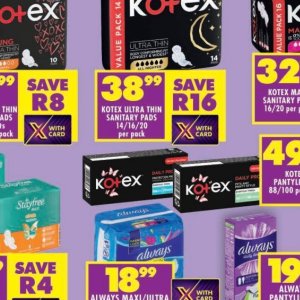 Sanitary pads at Shoprite