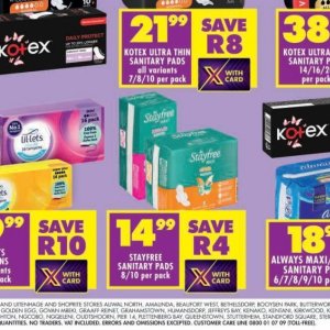Sanitary pads at Shoprite