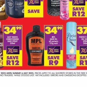 Hair oil at Shoprite