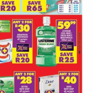 Mouthwash listerine  at Shoprite