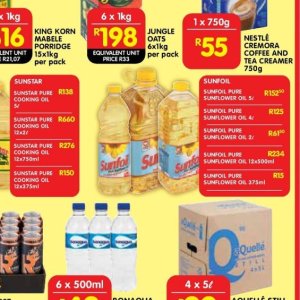 Sunflower oil at Shoprite