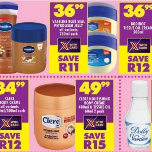 Petroleum jelly at Shoprite