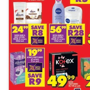 Body lotion nivea  at Shoprite