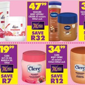 Body lotion at Shoprite