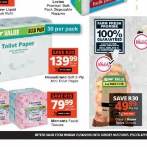 Toilet paper at Checkers