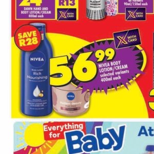 Body lotion nivea  at Shoprite