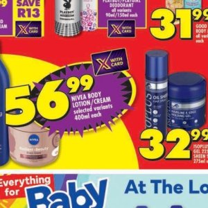 Body lotion at Shoprite