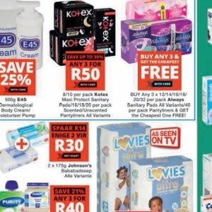 Sanitary pads at Checkers