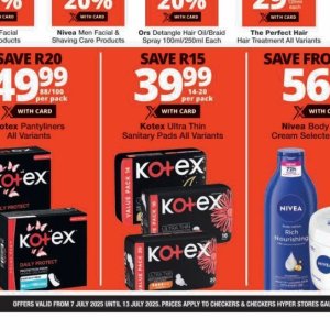 Sanitary pads at Checkers