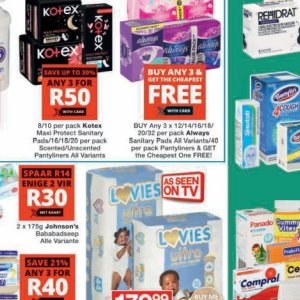 Sanitary pads at Checkers