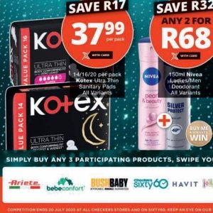 Sanitary pads at Checkers