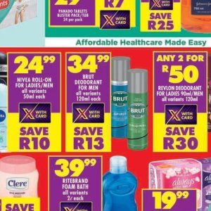 Deodorant nivea  at Shoprite