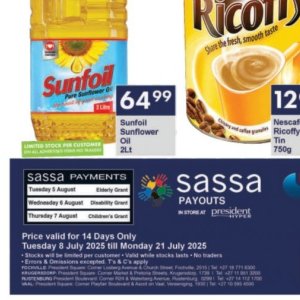 Sunflower oil at President Hyper
