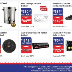 Car audio system at Africa Cash and Carry