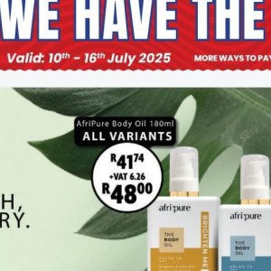 Body oil at Africa Cash and Carry