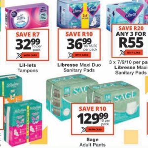Sanitary pads libresse  at Checkers