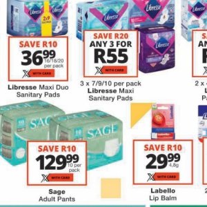 Sanitary pads at Checkers