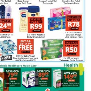 Sanitary pads at Checkers Hyper