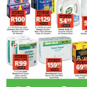 Sanitary pads libresse  at Checkers Hyper
