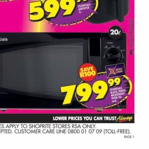 Microwave oven at Shoprite