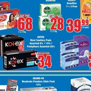 Sanitary pads at Boxer Superstores
