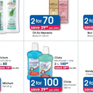 Body oil at Clicks