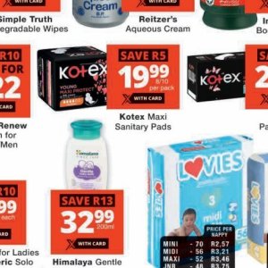 Sanitary pads at Checkers Hyper