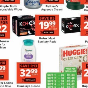 Sanitary pads at Checkers